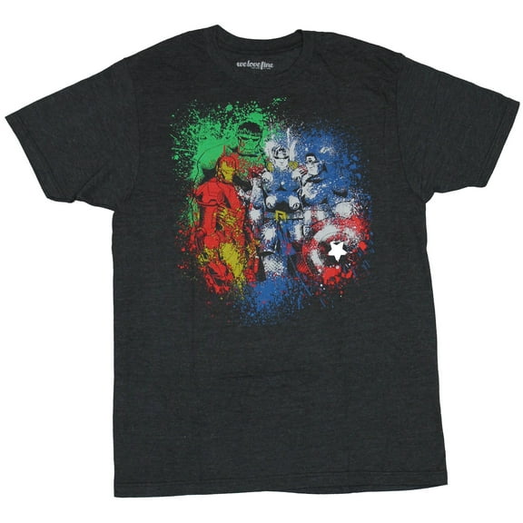 The Avengers (Marvel Comics) Mens T-Shirt - Splattered Colorful Big team Artwork (Medium)