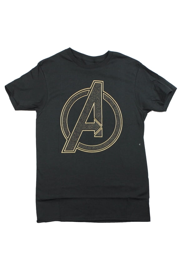 The Avengers (Marvel) Mens T-Shirt - Black Glitter Classic A Avengers Logo