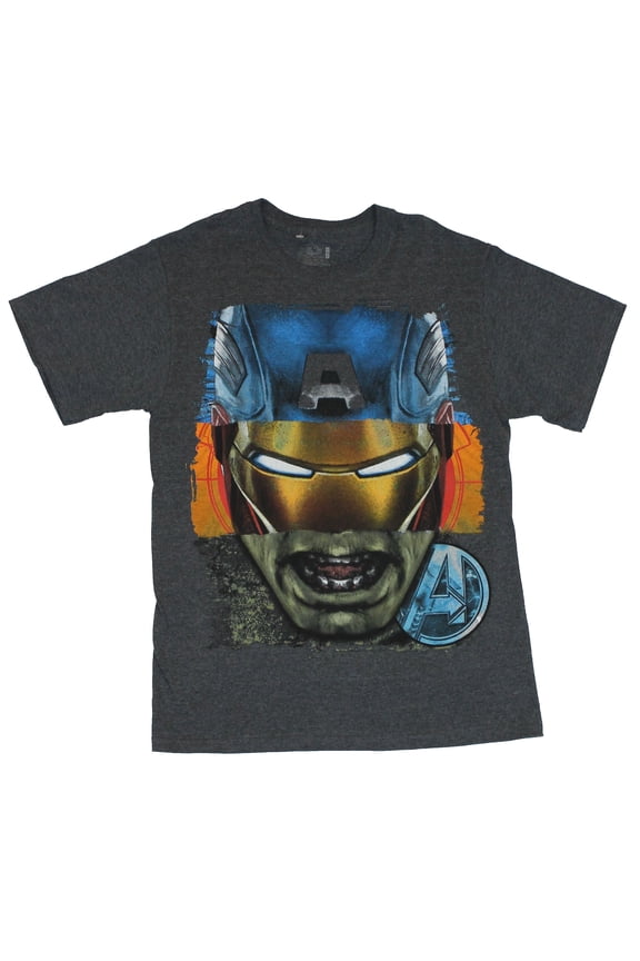 The Avengers Mens T-Shirt - Hulk Captain America Iron Man Thor Head Collage (Small)