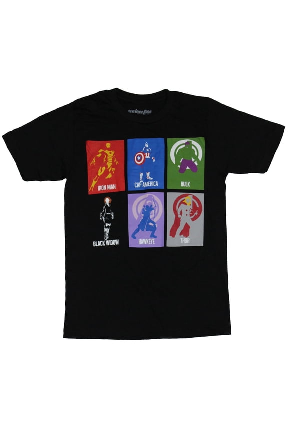 The Avengers Mens T-Shirt - Stylized Colored Boxes of the Big Six (X-Small)