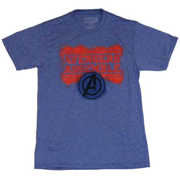 The Avengers Moisture Wicking Mens T-Shirt - Assemble Sprayed Stencil Image (Medium)