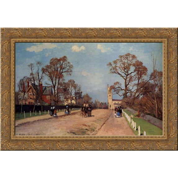 The Avenue, Sydenham 24x19 Gold Ornate Wood Framed Canvas Art by Pissarro, Camille