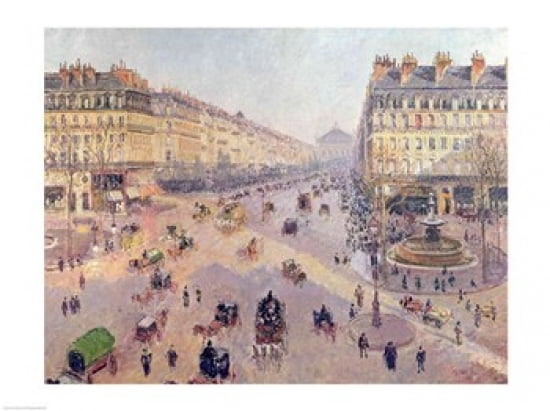 The Avenue de LOpera Paris Sunlight Winter Morning c1880 Canvas Art - Camille Pissarro (24 x 18)
