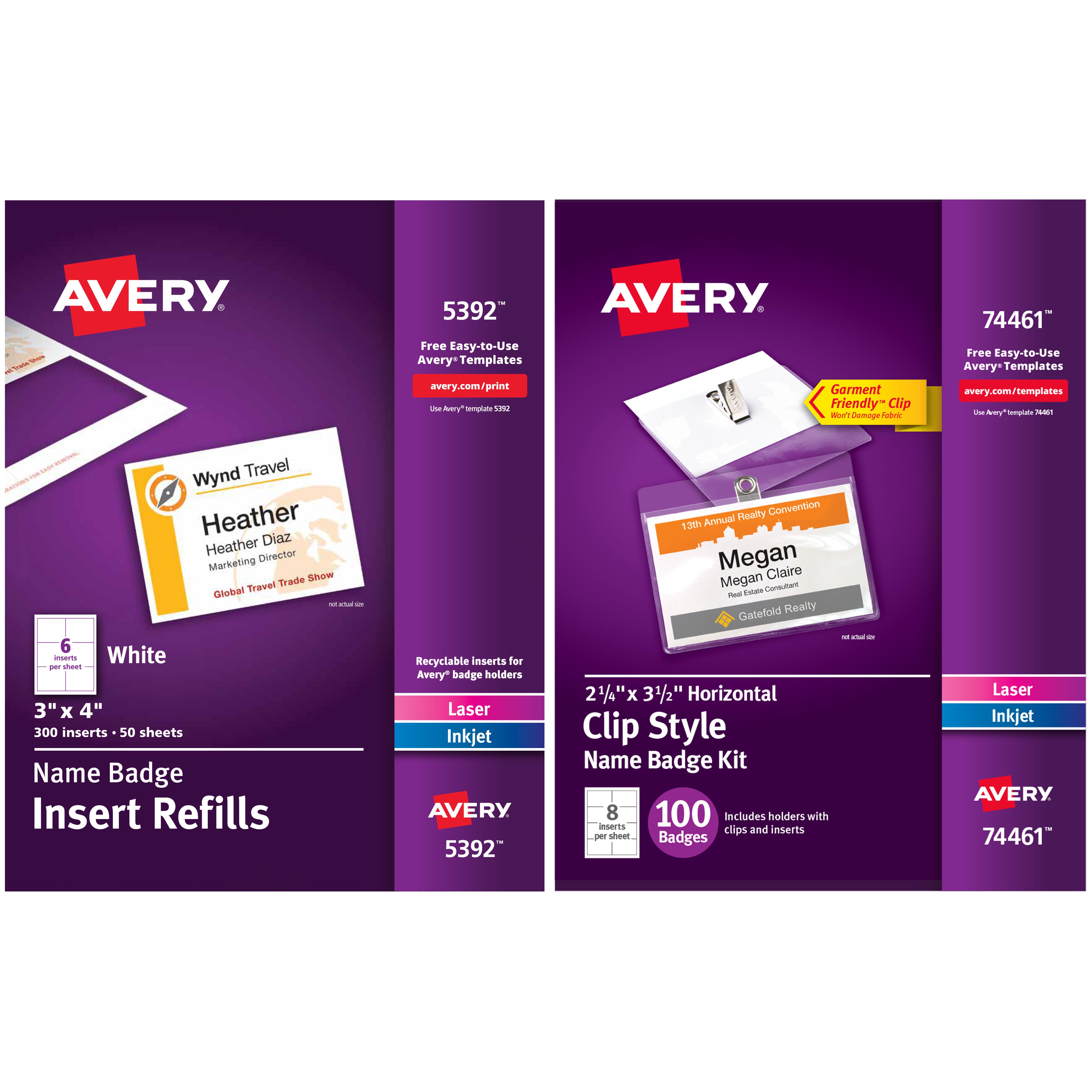 The Avery Name Badge Insert Refill and Top load clear plastic badge
