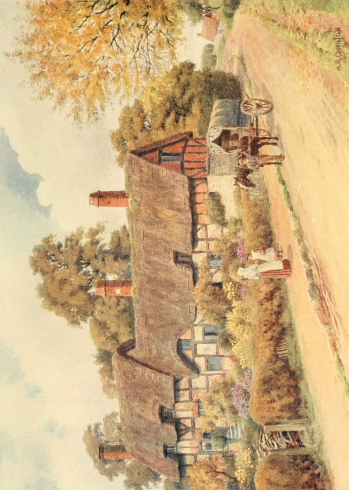The Avon and Shakespeares country 1910 Ann Hathaways Cottage Shottery Canvas Art - Alfred Quinton (24 x 36)