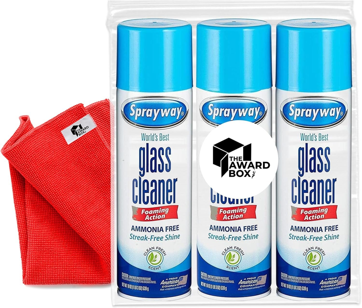 The Award Box Sprayway Glass Cleaner Foam Action Cleaner 19 oz with Cleaning  Cloth Pack of 3 