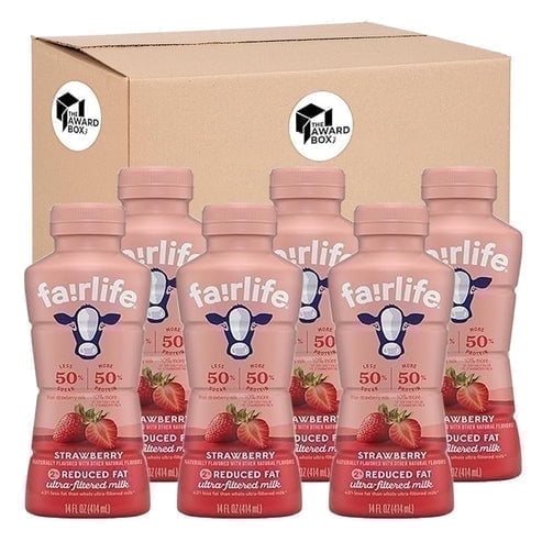 The Award Box Strawberry Reduced Fat Milk Bottles, 6 Count