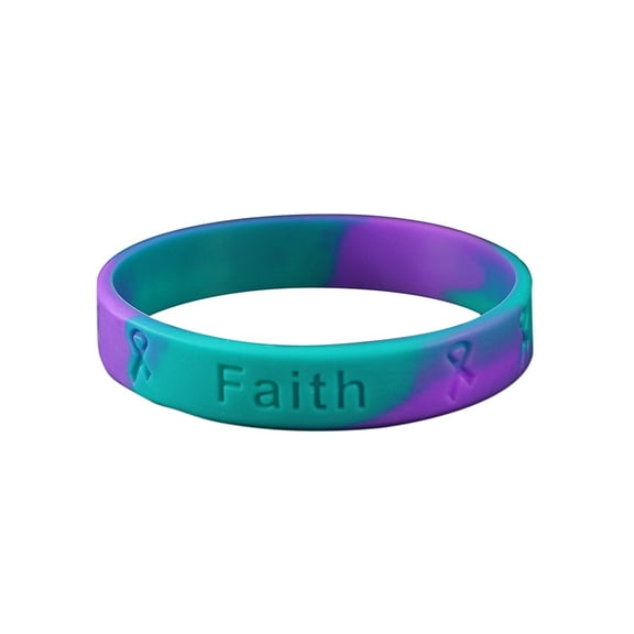 The Awareness Company Awareness Silicone Bracelets, Teal & Purple (25 Pack)