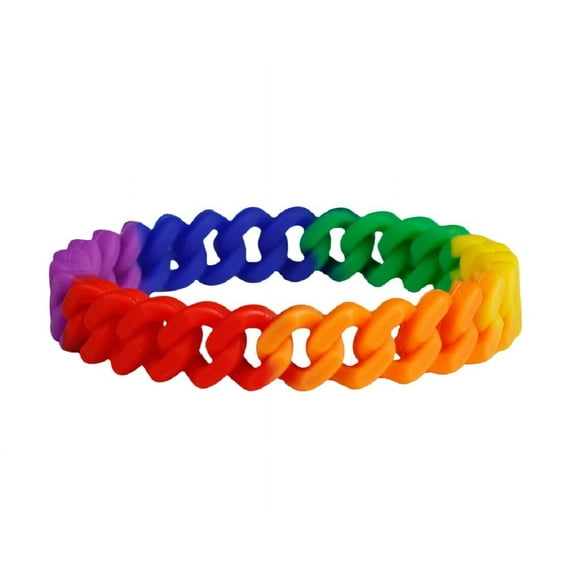 The Awareness Company Chain Link Silicone Bracelets, Rainbow (25 Pack)
