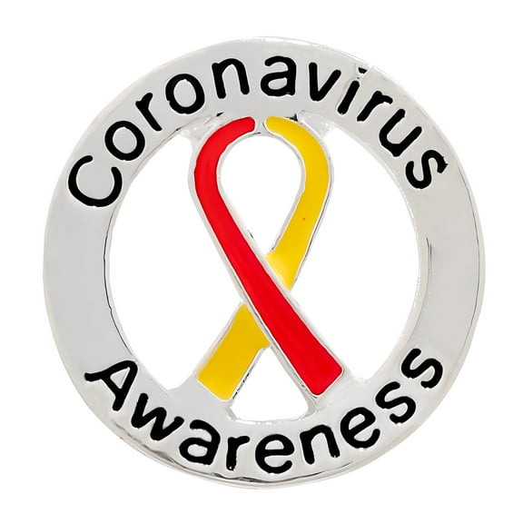 The Awareness Company Coronavirus Disease COVID-19 Red & Yellow Ribbon Pins 2 Pins