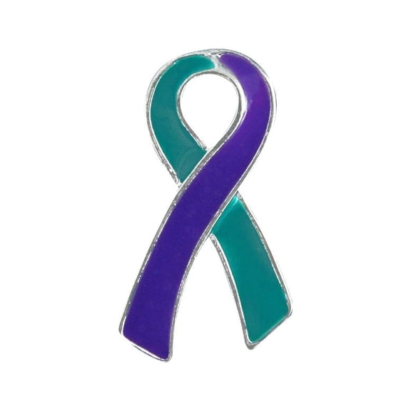 The Awareness Company Flat Teal & Purple Ribbon 500-Piece Button Pins