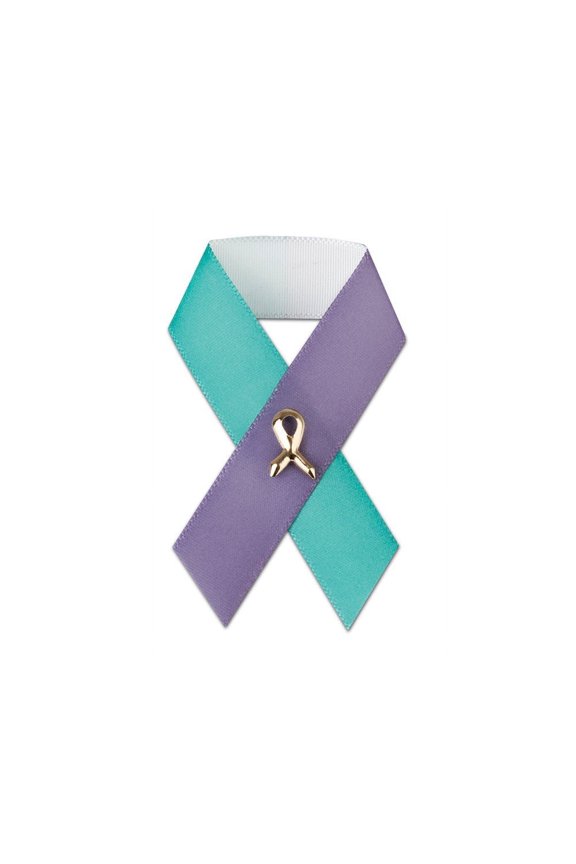 Satin Teal Purple Ribbon Pins For Sexual Assault Awareness Support 5 Pack