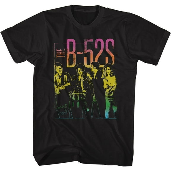 The B-52's Band Photo Gradient Black Adult T-Shirt Lt