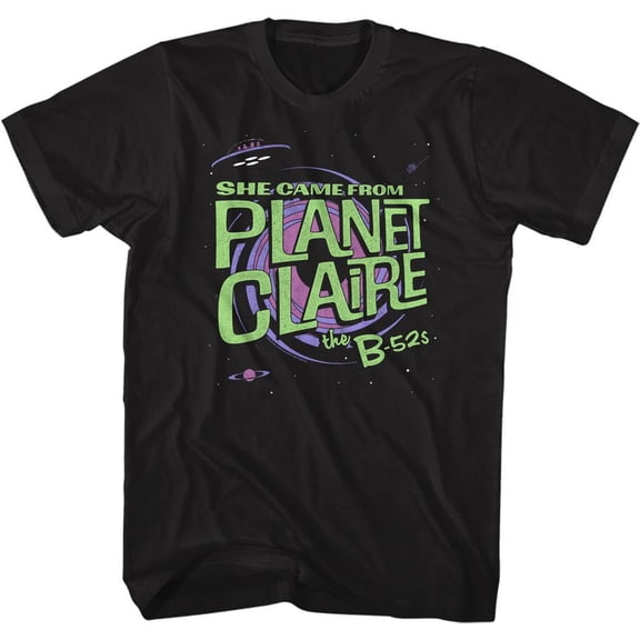 The B-52's Planet Claire Black Adult T-Shirt 2Xlt