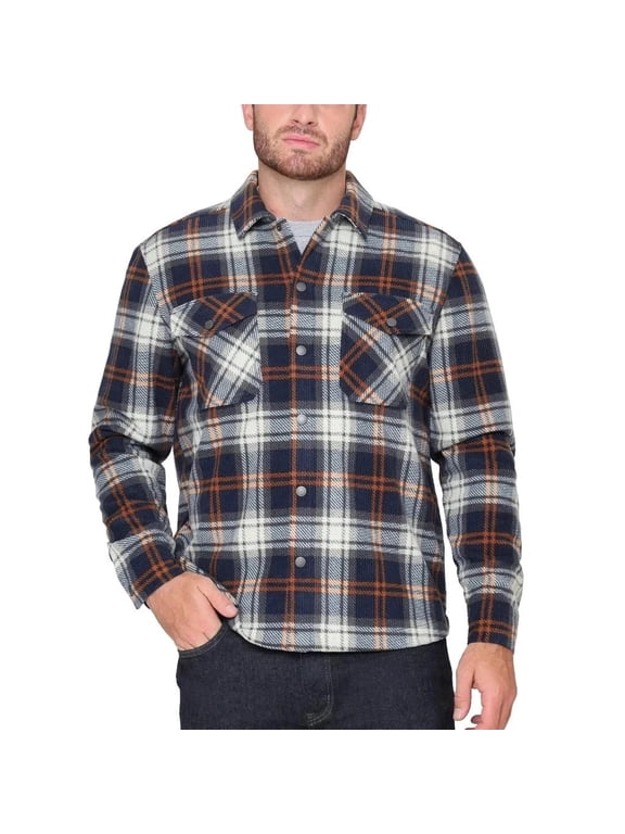 The B.C. Clothing Co. Heritage Men's Textured Flannel Shirt (US, Alpha, Small, Regular, Regular, Blue)