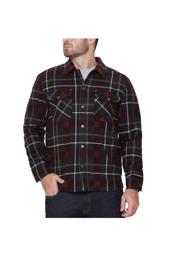 The B.C. Clothing Co. Heritage Men's Textured Flannel Shirt (US, Alpha, Small, Regular, Regular, Red)