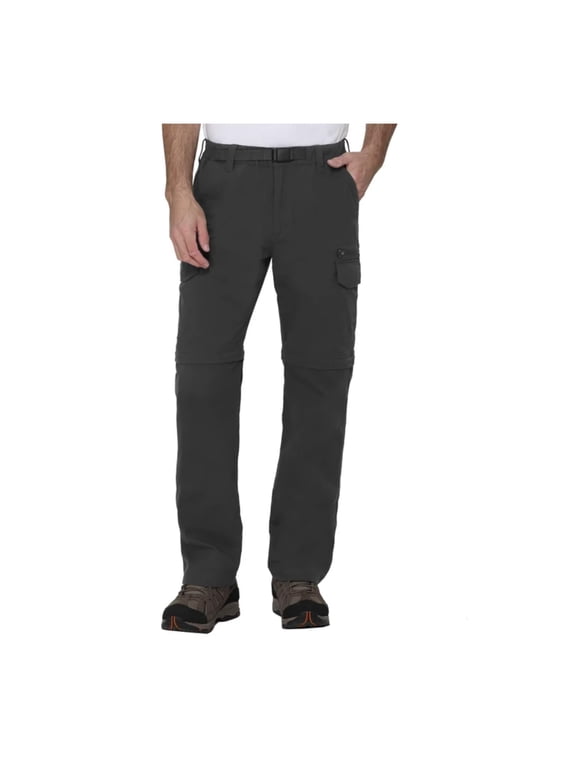 The B.C. Clothing Co. Men's Belted Stretch Convertible Cargo Pant, Pants Convert to Shorts (US, Waist Inseam, X-Large, 30, Regular, Regular, Gray)