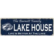 The BARNETT Family Lake House Sign 8x24 Metal Fishing Cabin Decor 108240101300