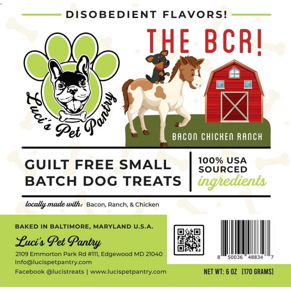 The BCR "Bacon Chicken Ranch Biscuits" Homemade Dog & Puppy Treats! Gift Box with 4 - 6 oz. Treat Bags