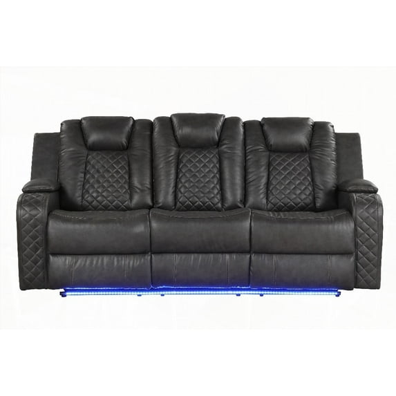 Modern Gray Faux Leather Power Reclining Sofa for Living Room (220×80×75cm)