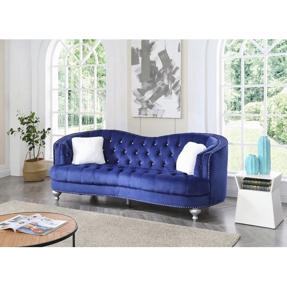 Modern Blue G750-S Sofa with Soft Micro Suede Velvet and Hardwood Frame for Living Room