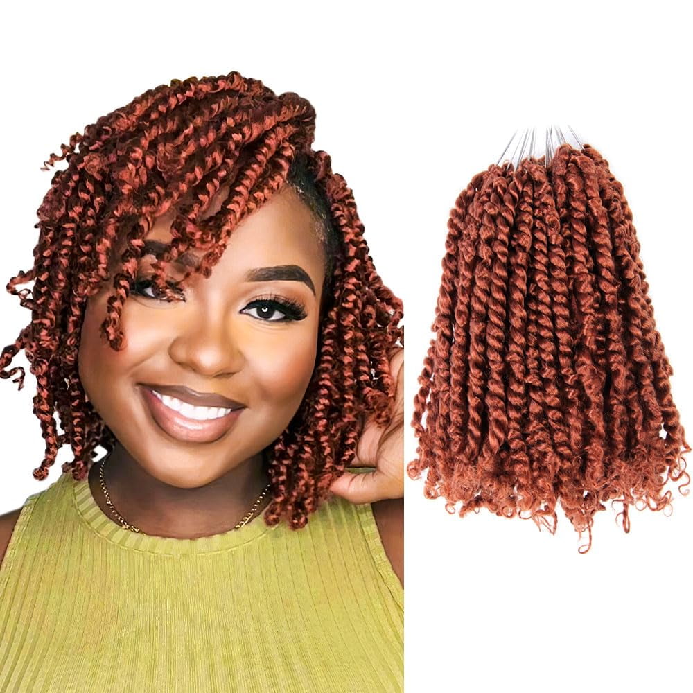 The BOHOBABE Crochet Passion Twist Hair Pretwisted 8 Inch Short Pre-looped Passion Twist Crochet Braiding Hair 8 Packs(350#)