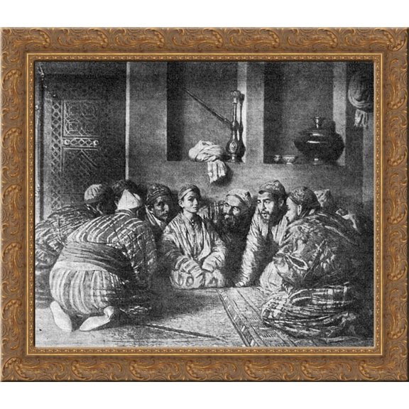 The Bacha and His Admirers 24x20 Gold Ornate Wood Framed Canvas Art by Vasily Vereshchagin