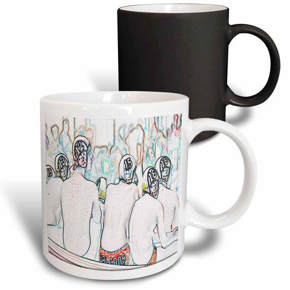 3drose, the Back of Seven Team Mates at Water Polo Competition in Cedar City, Utah Watching Other Guys Play, 11oz Magic Transforming Mug