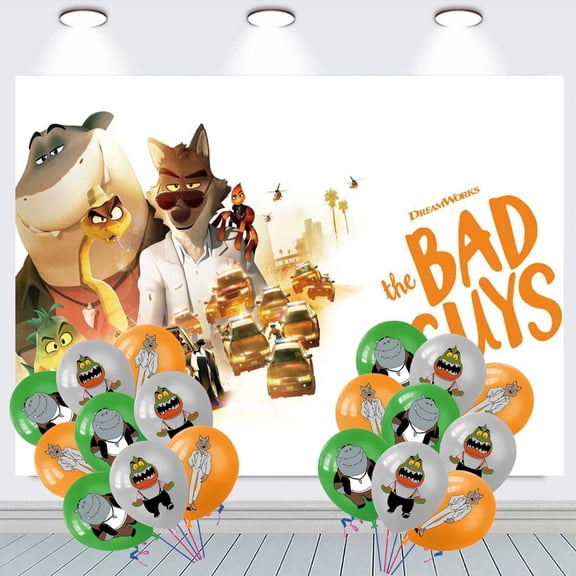 The Bad Guys Birthday Balloons Party Supplies Banner Backdrop Background Taspestry Poster Wall Decor