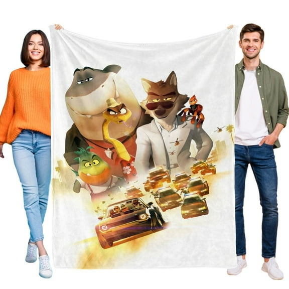 The Bad Guys Flannel Blanket for Sofa Bed Couch Throw Birthday Gift