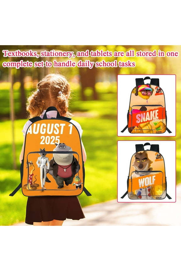 The Bad Guys League 17 Inch Laptop Backpack Print Student Backpack Youth Backpack Daily Backpack