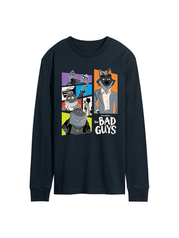 - Mr. Wolf and Friends Collage Men's Long Sleeve Graphic T-Shirt