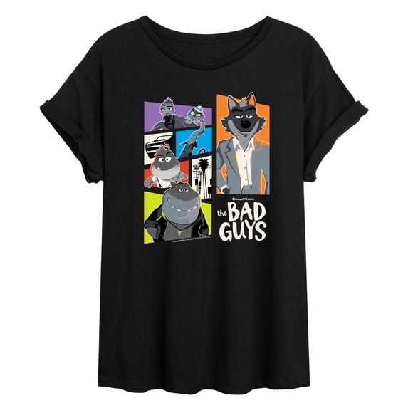 The Bad Guys - Mr. Wolf and Friends Collage - Womens Oversized Graphic T-Shirt