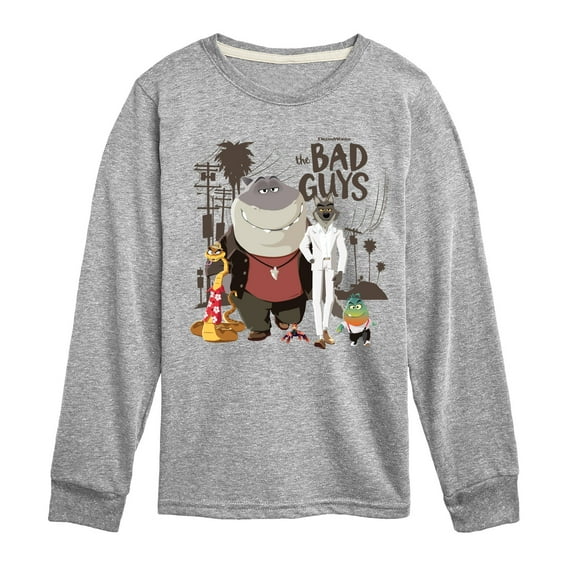 Hybrid Apparel - The Bad Guys Collage - Youth Boys Long Sleeve Graphic T-Shirt