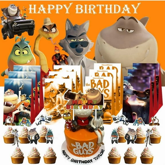 The Bad Guys Treat Bags Candy Decorations Party Favor Supplies Birthday Cake Topper Backdrop Banner