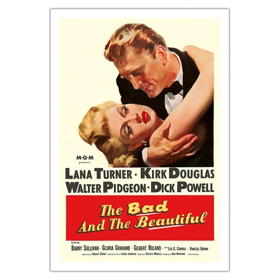 The Bad and the Beautiful - Starring Kirk Douglas and Lana Turner - Vintage Film Movie Poster c.1952 - Fine Art Matte Paper Print (Unframed) 30x44in
