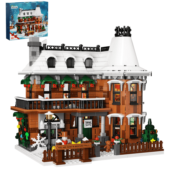 Bailey House Building Blocks Kit Wonderful Life Christmas Gift for Friends and Families (1549Pcs)