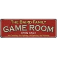 thumbnail image 1 of The Baird Family Gift Red Game Room Metal 6x18 Sign 206180038352, 1 of 1