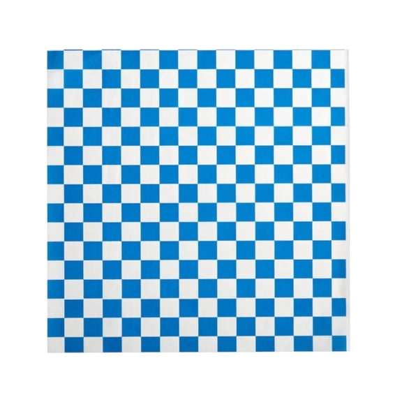 The Baker Celebrations 200 Count Blue Checkered Food Basket Liners and Deli Wraps, 12" x 12" - Made in USA