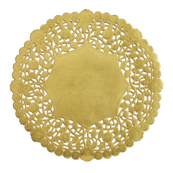The Baker Celebrations 8 Inch Gold Foil Lace Doilies, Round Metallic Doily, 50 Count
