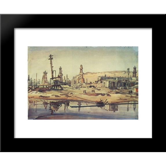 The Baku oil fields 20x24 Framed Art Print by Konstantin Bogaevsky
