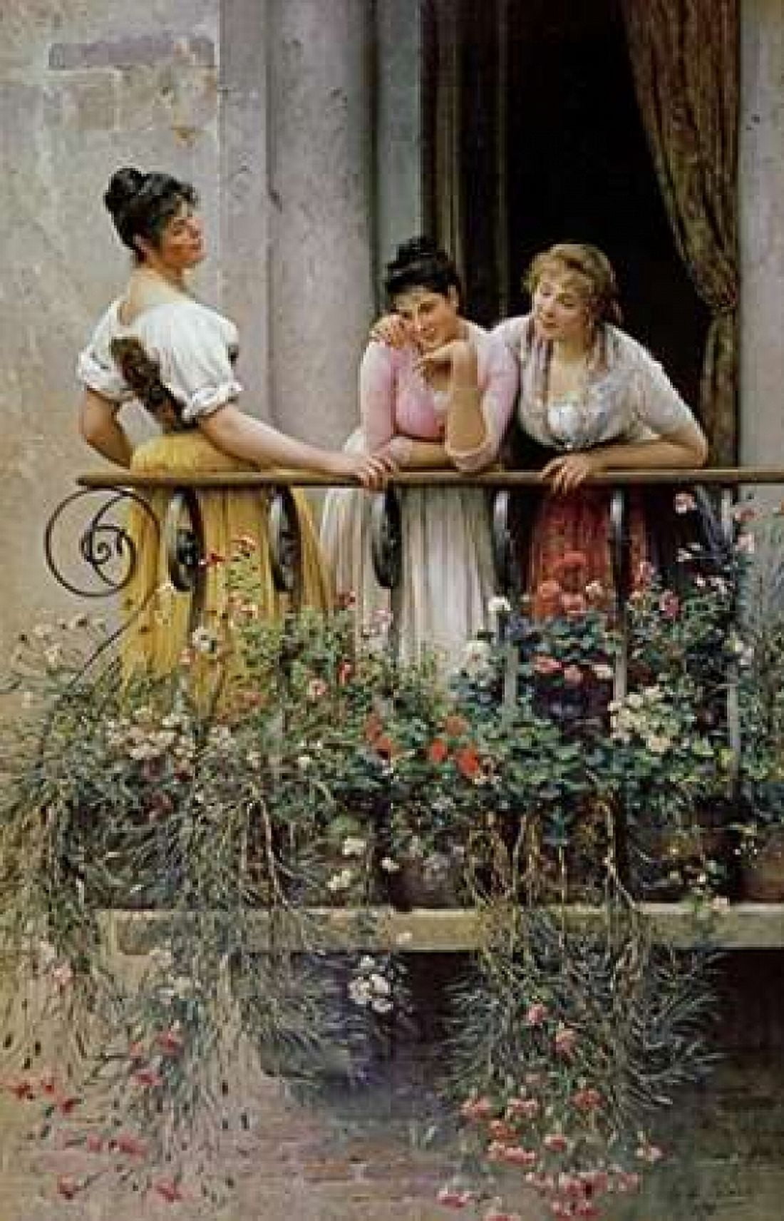 The Balcony Canvas Art - Eugene Von Blaas (24 x 36)