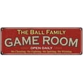 thumbnail image 1 of The Ball Family Red Game Room Metal 6x18 Sign 106180038068, 1 of 1