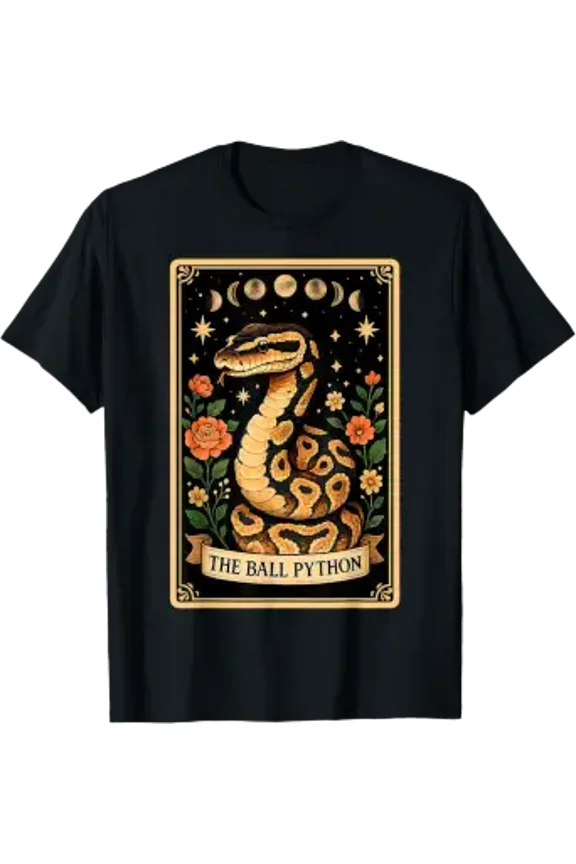 The Ball Python Snake Tarot Card Witchy Moon T-Shirt