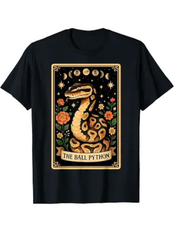 The Ball Python Snake Tarot Card Witchy Moon T-Shirt