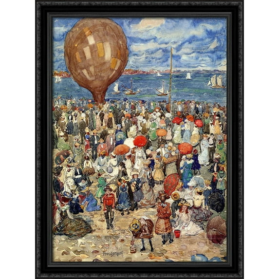 The Balloon 28x36 Large Black Ornate Wood Framed Canvas Art by Maurice Prendergast