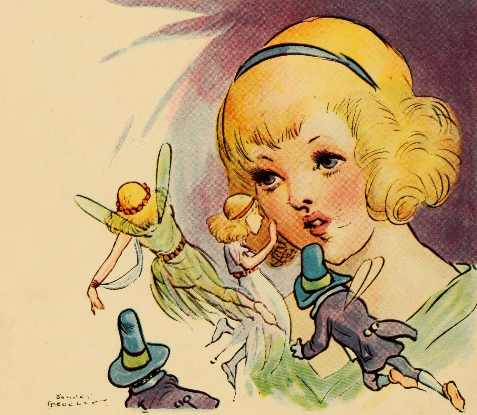 The Bam Bam Clock 1920 Goodnight fairies Canvas Art - Johnny Gruelle (18 x 24)