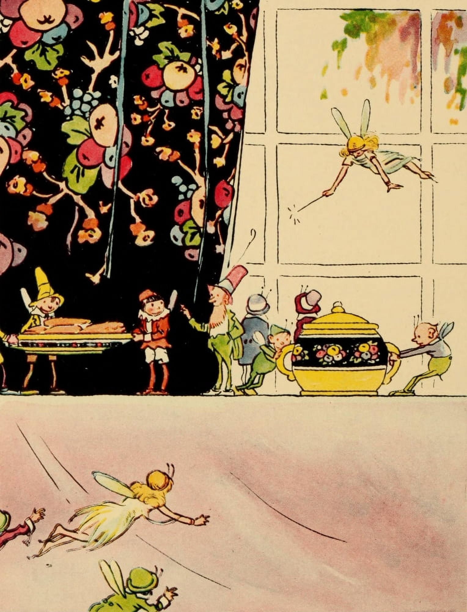 The Bam Bam Clock 1920 Time-for-Breakfast Fairies Canvas Art - Johnny Gruelle (18 x 24)