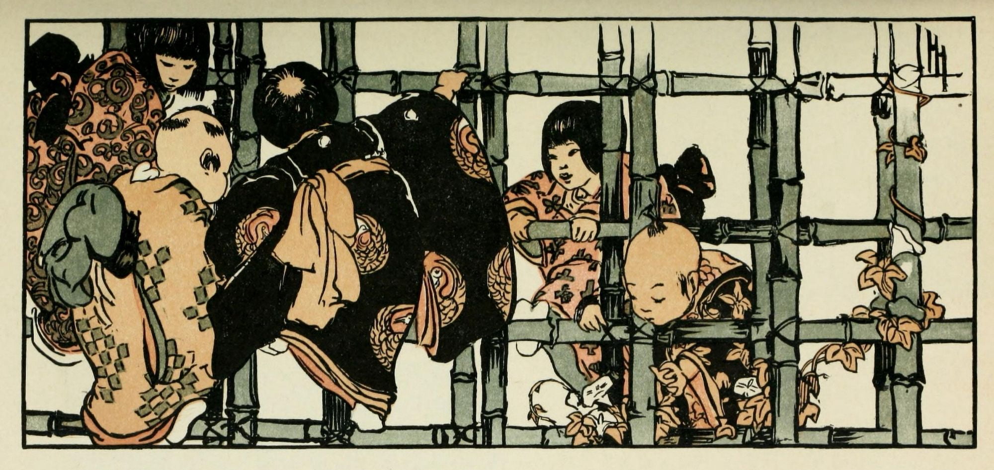 The Bamboo fence The Studio 1911 Canvas Art - Helen Hyde (24 x 36)