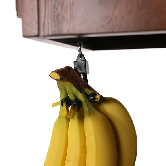 Banana Bungee, Black Banana Fruit Under Cabinet Hanger, Hook Alternative Storage Solution, Screw Anchor, Patented, Made in USA